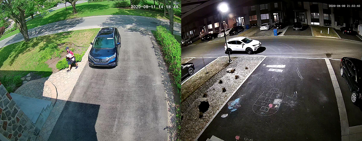 Caméra de surveillance extérieur comparatif jour/nuit